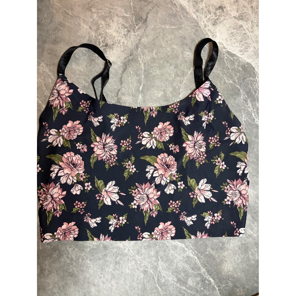 Vince Camuto | Floral Cropped Cami Tank Top | M || Navy Blue|